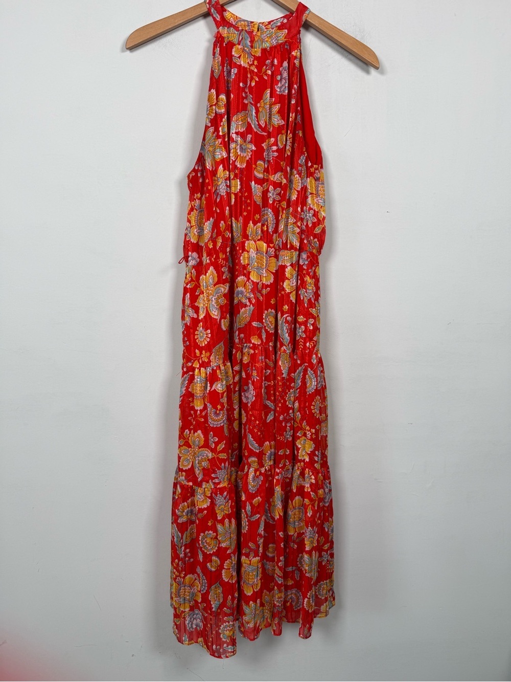 Nanette Lepore Floral Halter Maxi Dress Yin Shadow Saffron Sun Size 8 No Belt
